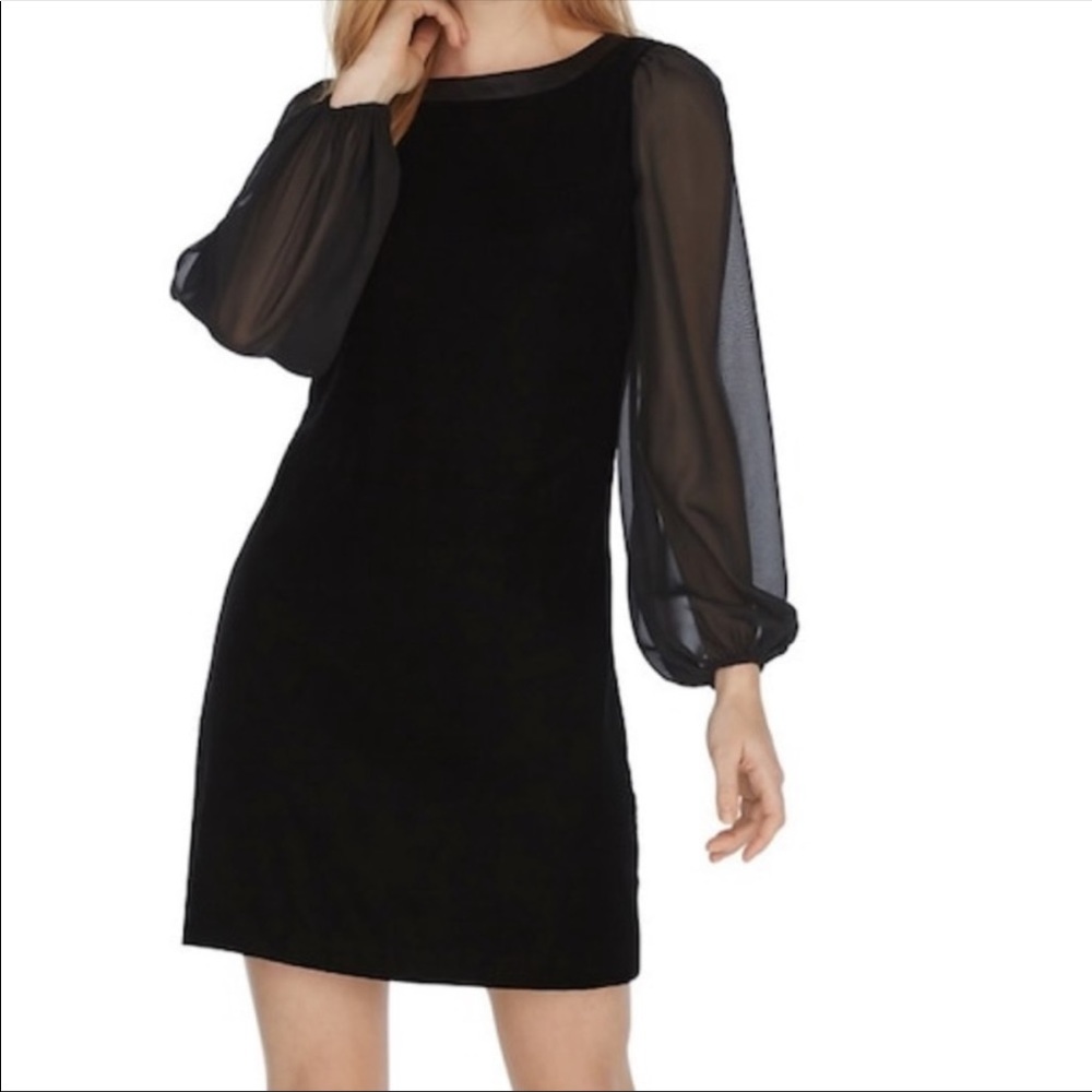 WHBM - Long Sleeve Velvet Shift Dress 8